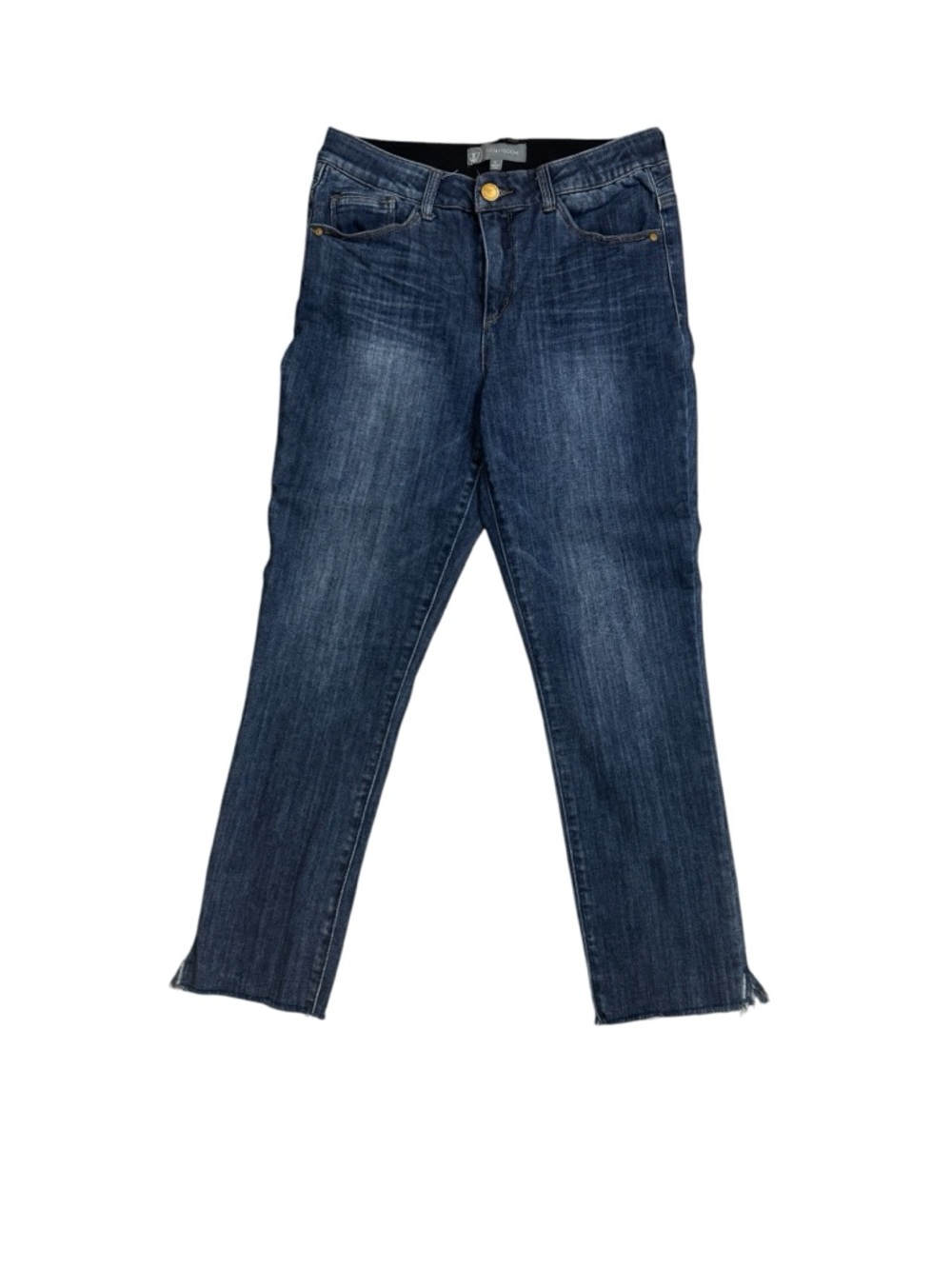 Wit & Wisdom Cropped Straight Jeans Size 4 Raw Hem Mid Wash